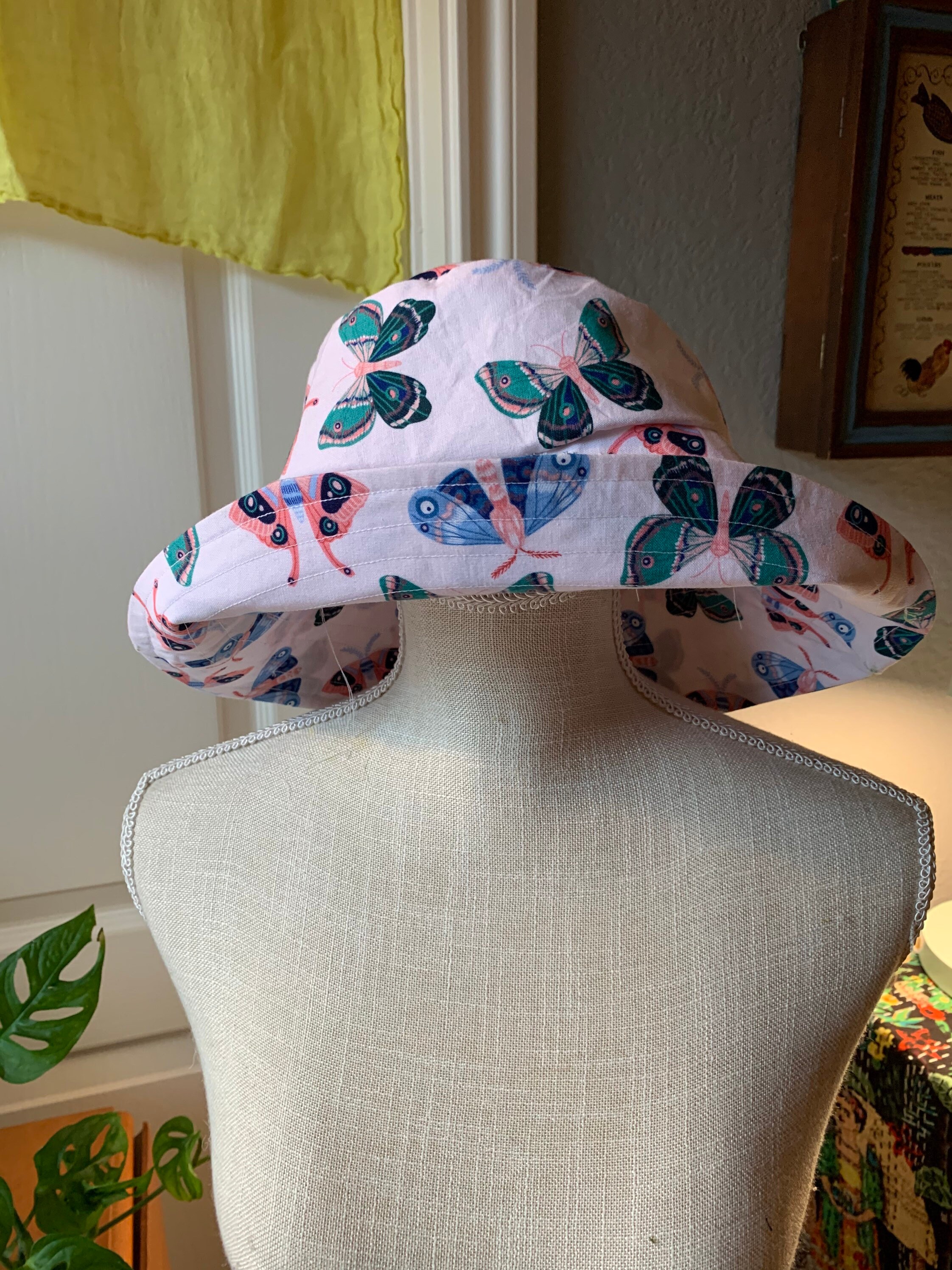 Butterfly bucket hat/ Extra long brim unisex adult bucket hat Etsy
