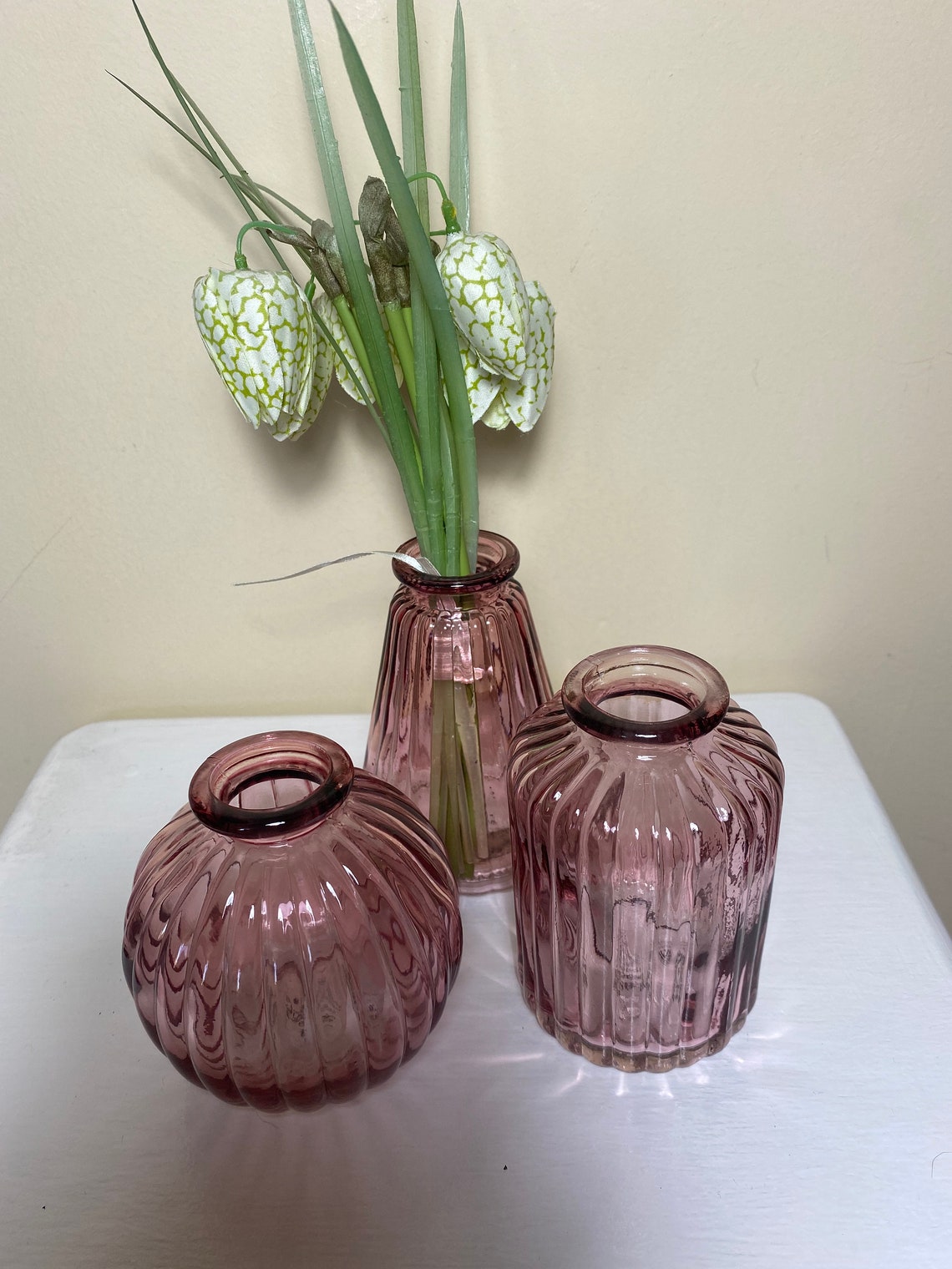 Set of 3 glass bud vases by sass & belle Etsy
