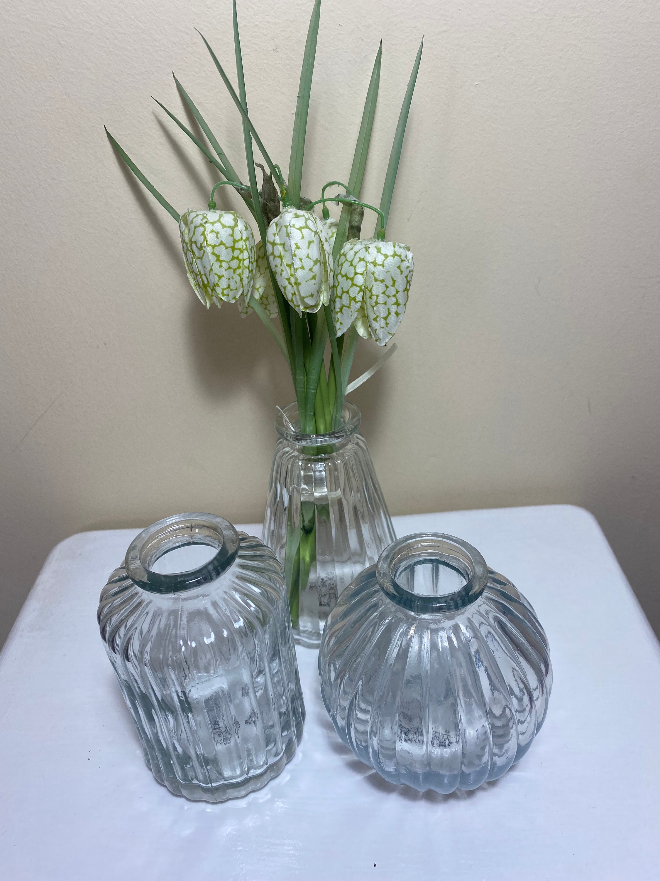 Set of 3 glass bud vases by sass & belle Etsy