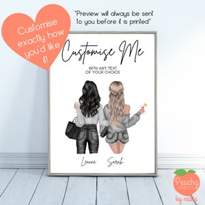 Custom Best Friends Wall Print (Personalised Exactly How You Want It) Unframed