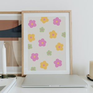 Groovy Flowers Wall Print Y2K | Living Room Bedroom Kitchen Hallway Office | Unframed