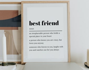 Best Friend Definition Wall Print | Living Room Bedroom Kitchen Hallway Office | Unframed