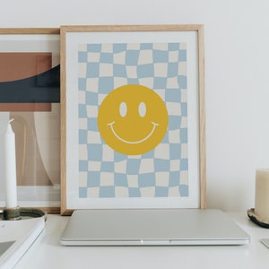 Smile Y2K Checker Board Wall Print | Living Room Bedroom Kitchen Hallway Office | Unframed