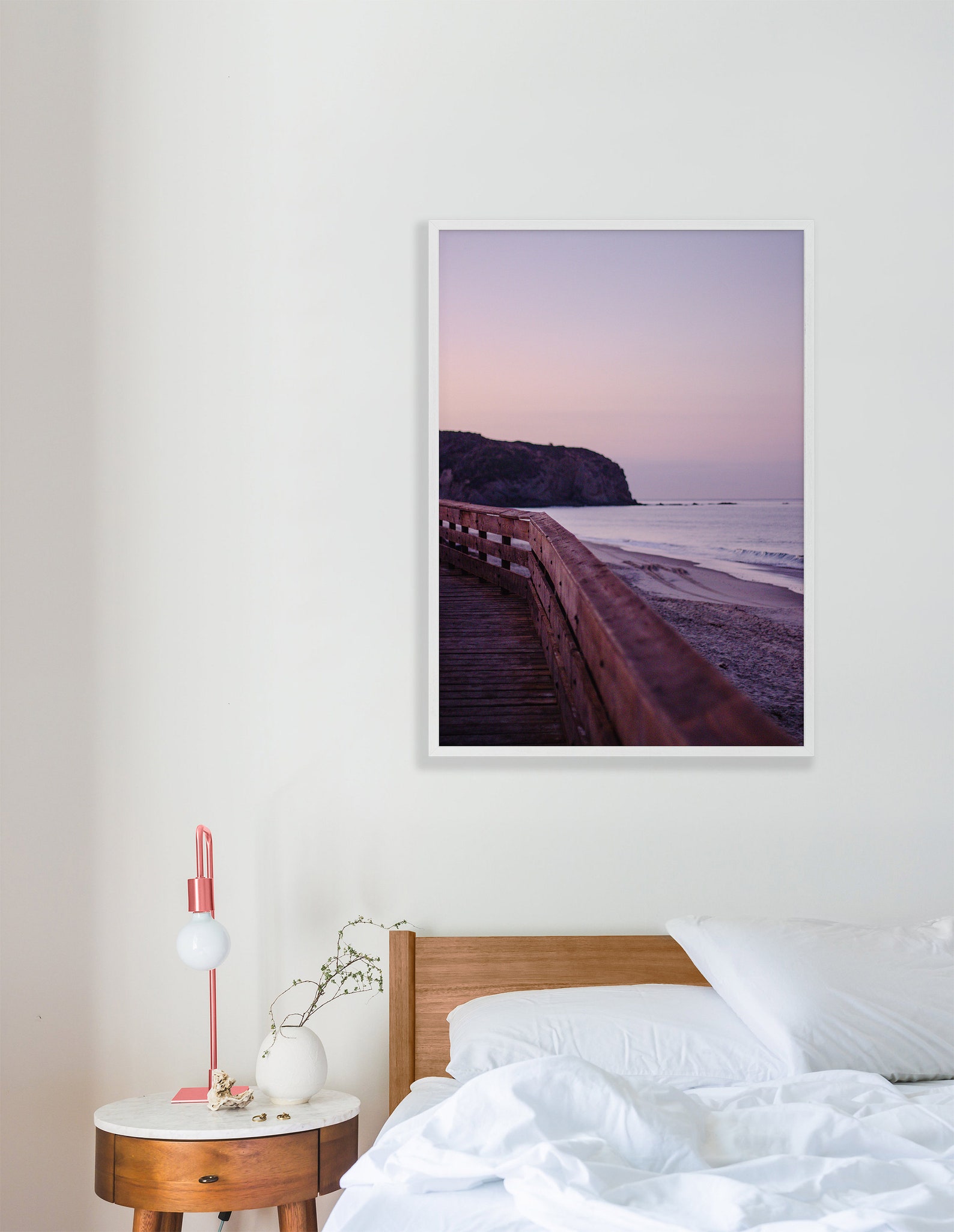 Rose Gold Pink Sunrise Beach Print Serene Coastal Art Etsy
