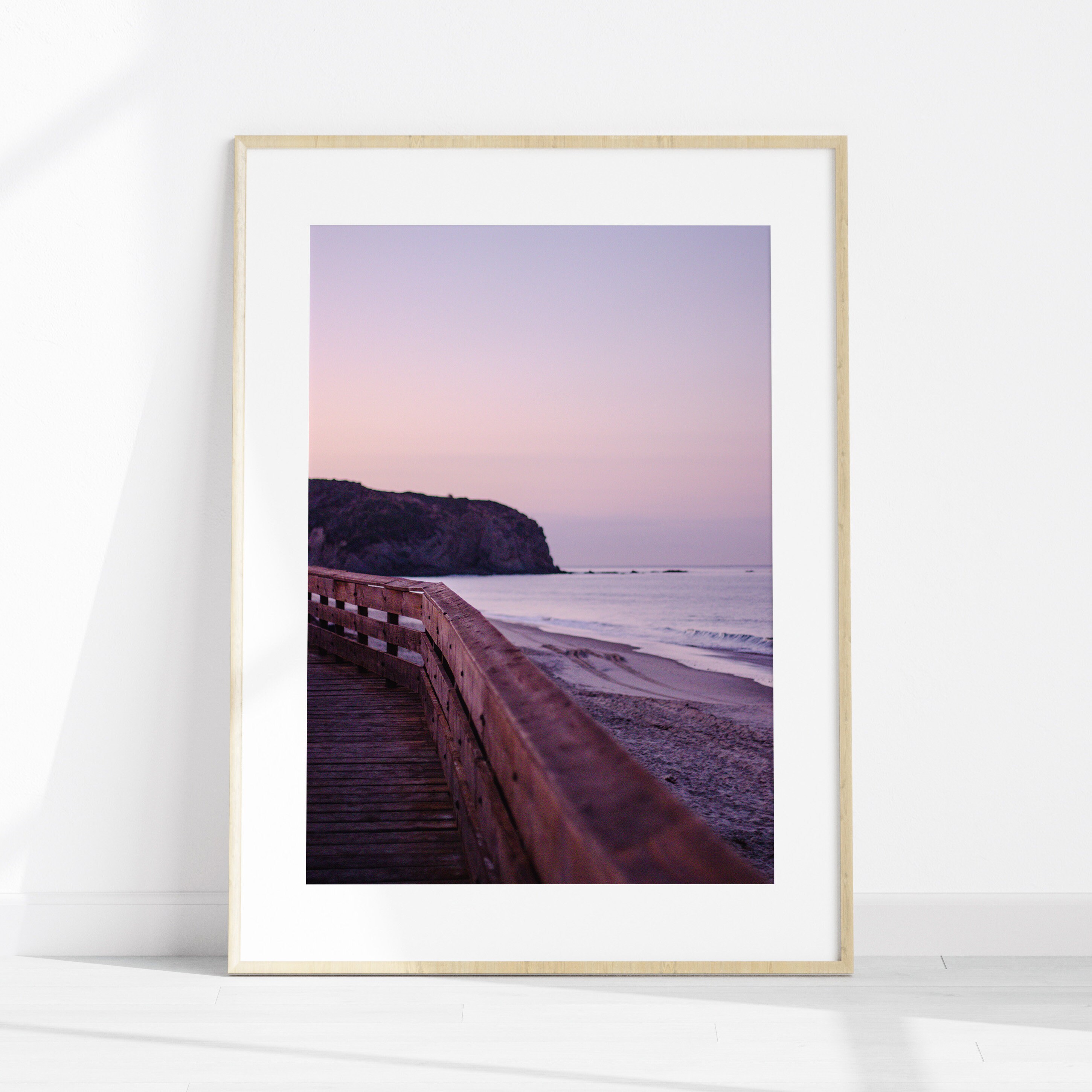Rose Gold Pink Sunrise Beach Print Serene Coastal Art Etsy
