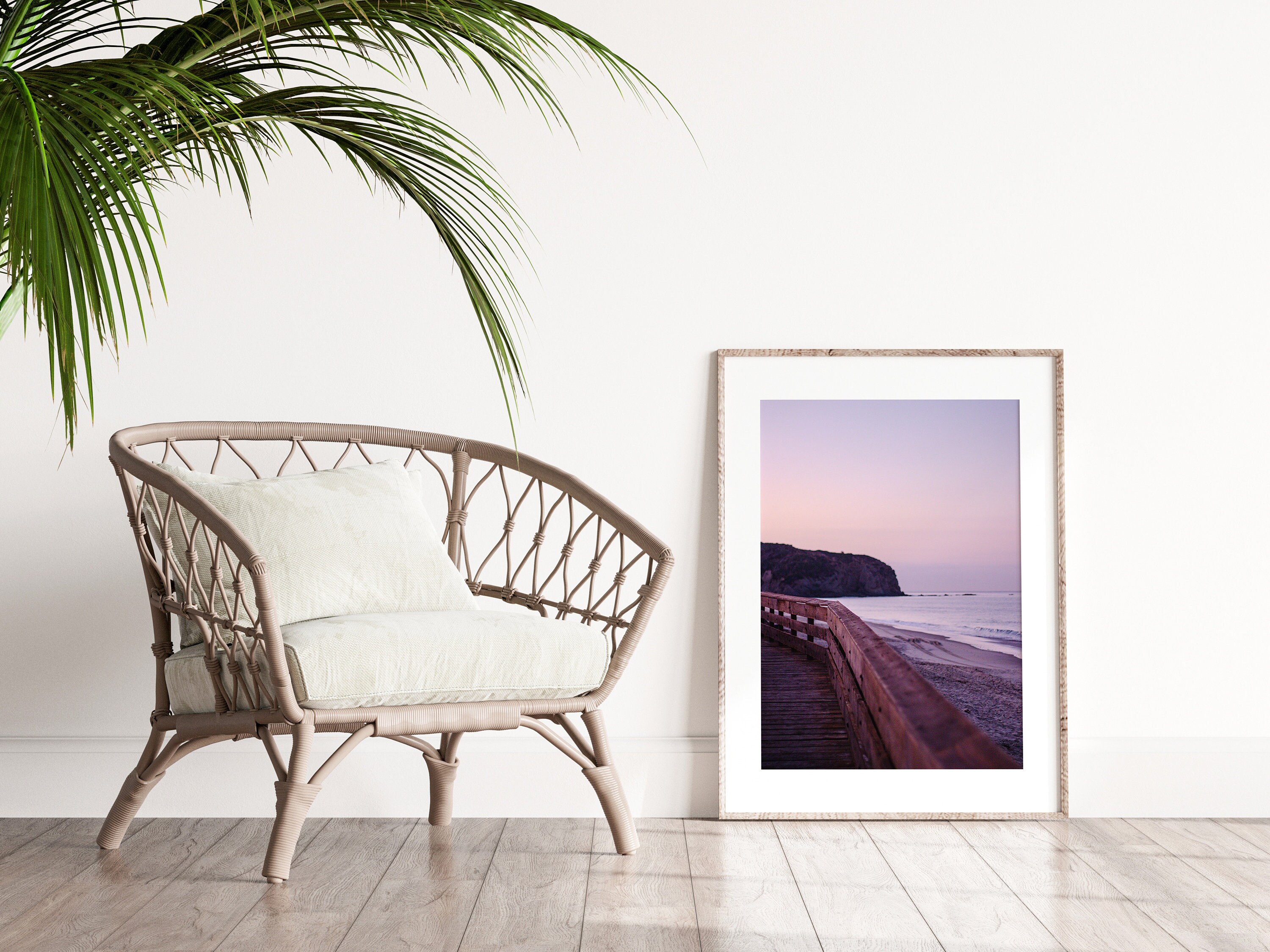 Rose Gold Pink Sunrise Beach Print Serene Coastal Art Etsy