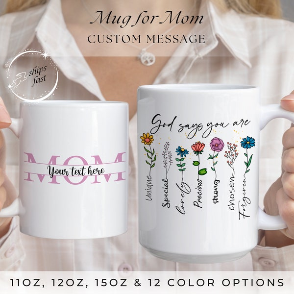 Split Monogram Mug For Mom | Christian Custom Mug for Mother's Day | Personalized Mug for Mama | Personalized Gift for Mummy from Daughter.