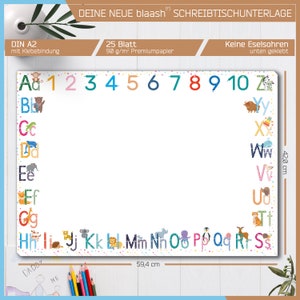Desk pad paper children Table mat DIN A2 25 sheet pad Desk pad for notes and to-dos ABC image 2