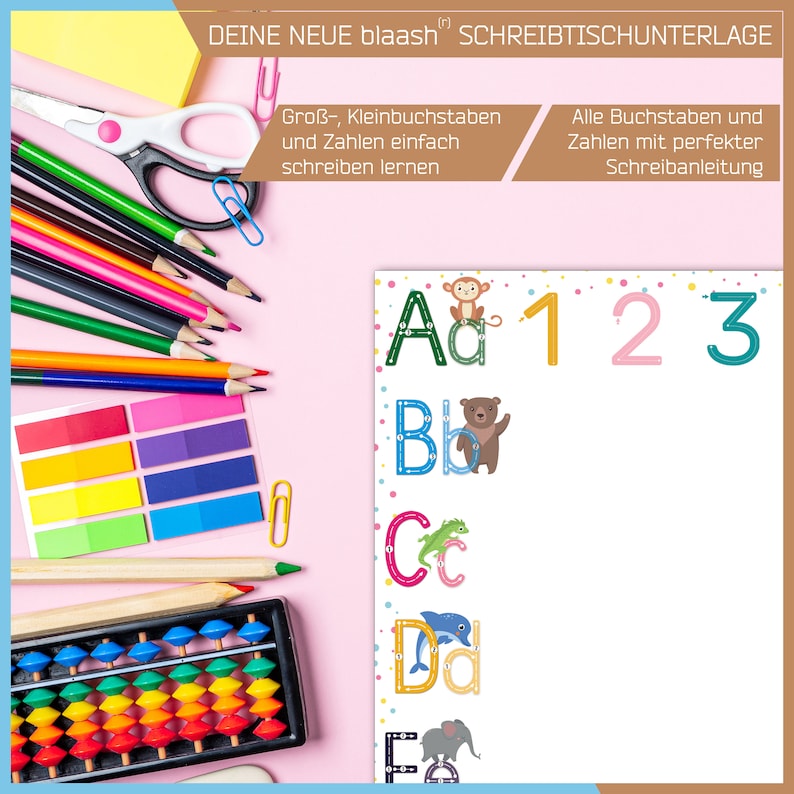 Desk pad paper children Table mat DIN A2 25 sheet pad Desk pad for notes and to-dos ABC image 7