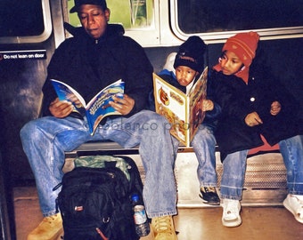 Father and Son New York City subway train street photography drama poetic narrative realism environmental portraiture digital print fine art