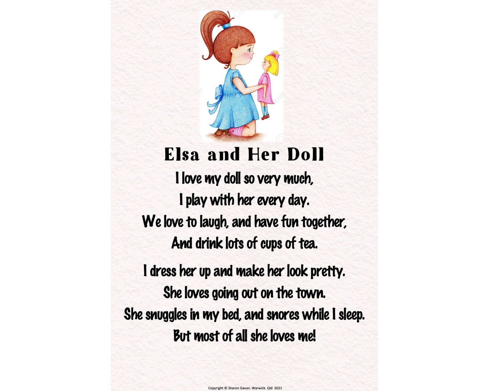 Child's Doll Poem Wall Art Etsy