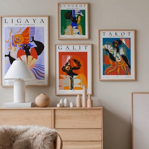 Modern Filipino Art of Emotions Set of 4 Prints Gallery Wall Set Perfect home decor for living room art Matisse inspired Art Philippines Art