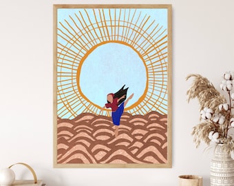 Filipino Feminist Wall Art, Female woman boho art perfect for a living room art, Philippines fashion wall art is a beautiful above bed decor
