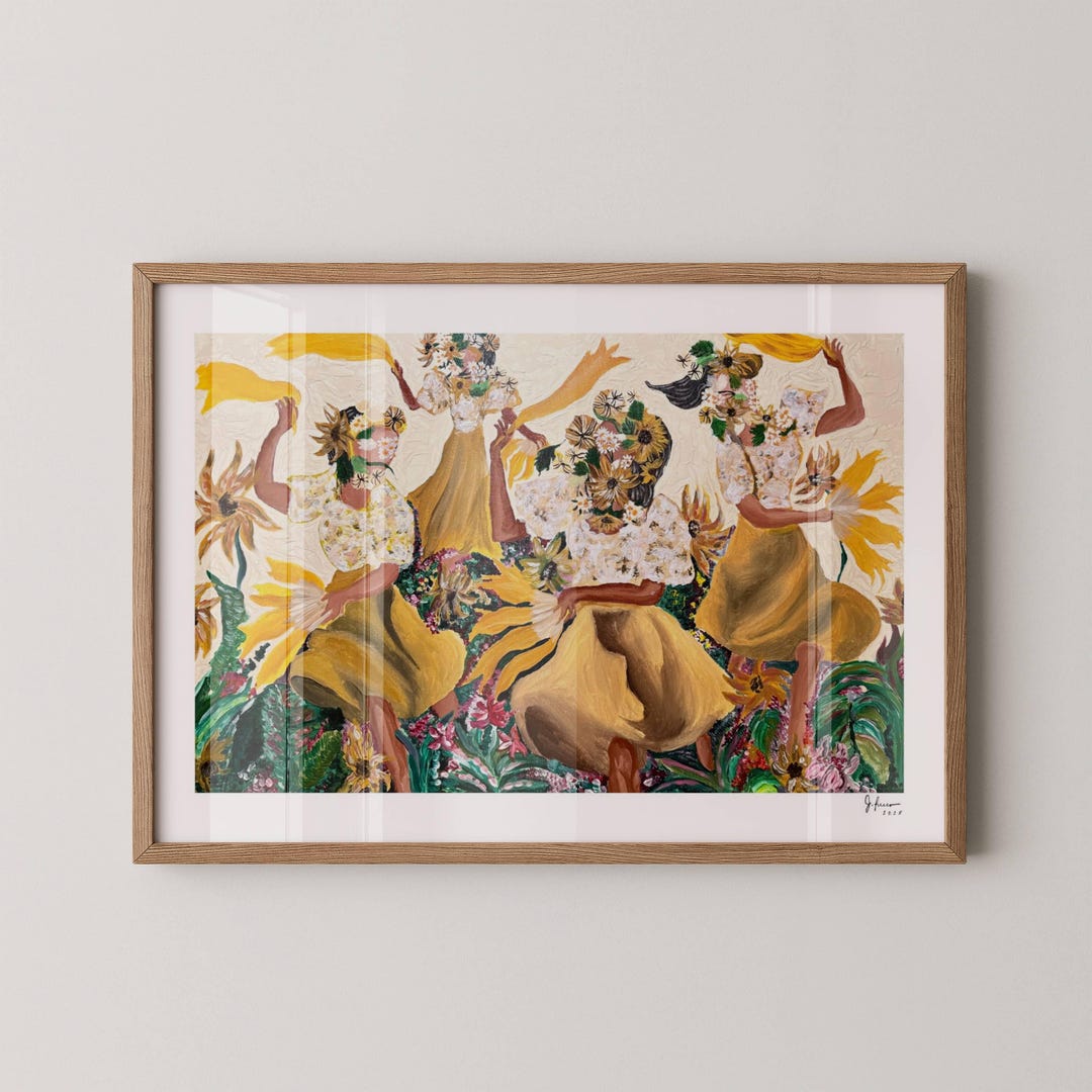 Limited Edition Sunflower Dance Art Print – Boho Female Figure Wall Art ...
