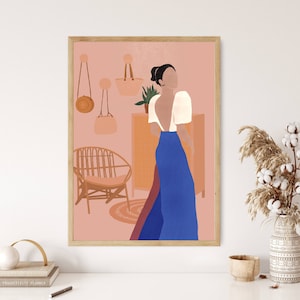Arte boho de mulher filipina, pôster das Filipinas, arte filipina, arte asiática, arte minimalista feminina, pôster de arte de parede retrô, arte de parede de moda