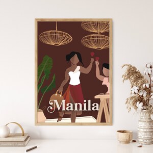 Arte boho de mulher filipina, pôster das Filipinas, arte filipina, arte asiática, arte minimalista feminina, pôster de arte de parede retrô, arte de parede de moda