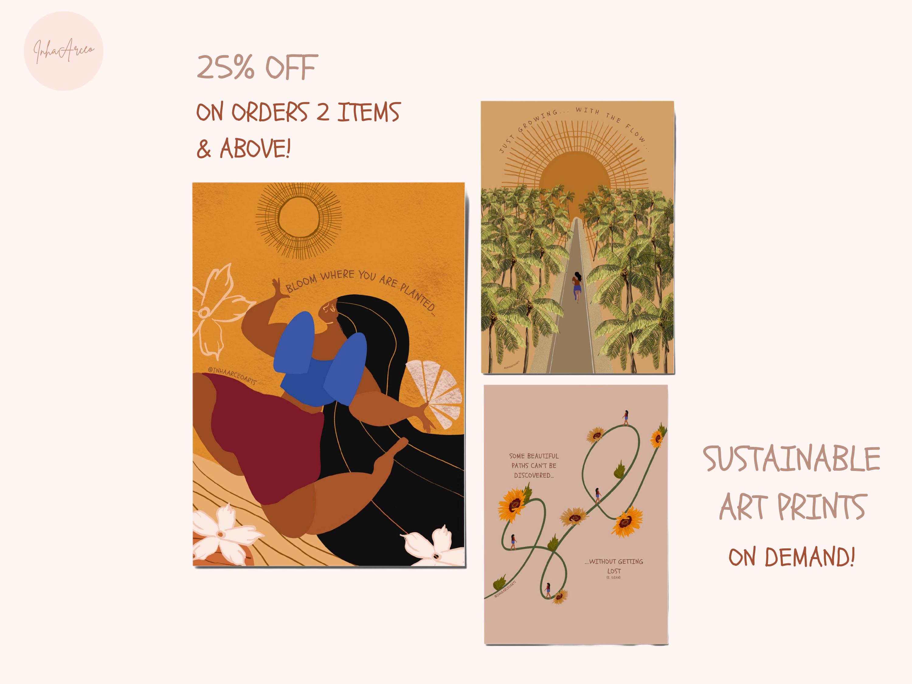 Limited Edition Sunflower Dance Art Print – Boho Female Figure Wall Art ...