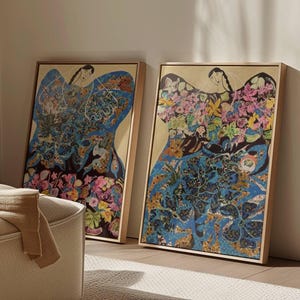 Modern Contemporary Filipina Wall Art Set of 2 Lady Bottle Filipiniana Original Paintings Perfect Modern Filipino Art for your living room