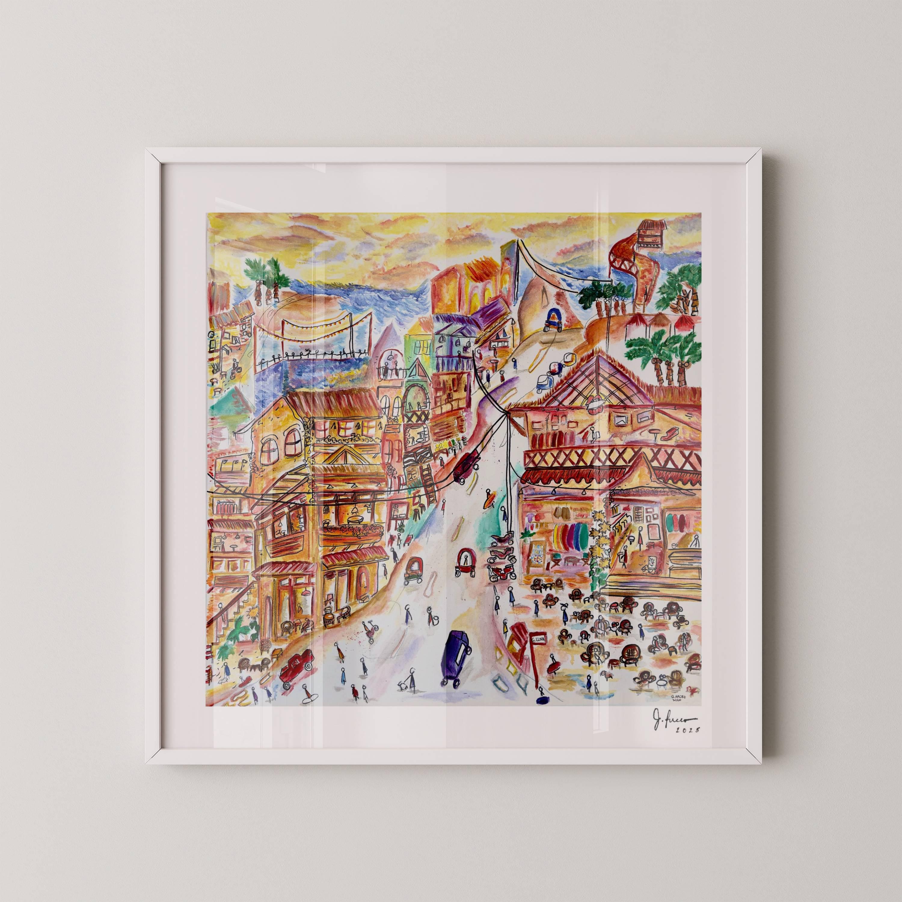 Siargao Philippines Art Print, Colorful Abstract Village (digital ...