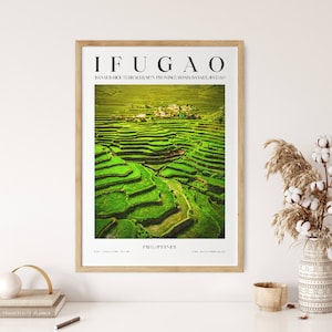 Banaue Rice Terraces, Filipino Art Travel Vintage Print Matisse inspired, Philippines Art Travel Poster, Philippine boho printable wall art