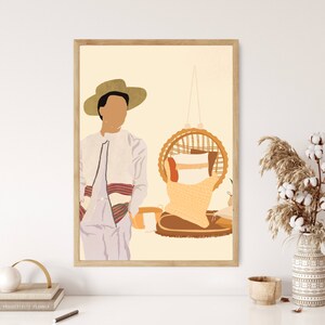 Male Vintage Filipino Wall Art, Philippines poster, Filipino mid century boho wall art, Filipino art prints, Retro Filipino Wall Decor