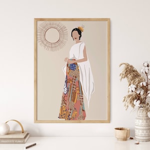Filipino Feminist Wall Art, Female woman boho art, female form art, Philippines poster, printable face wall art, fashion wall art, retro art