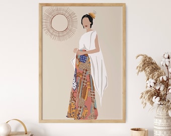 Filipino Feminist Wall Art, Female woman boho art, female form art, Philippines poster, printable face wall art, fashion wall art, retro art