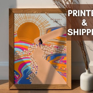 Art mural féministe imprimable Rise & Bloom Self Care, Poster Self Care parfait pour une oeuvre d'art dans un salon, Art mural affirmation et impression Self Care