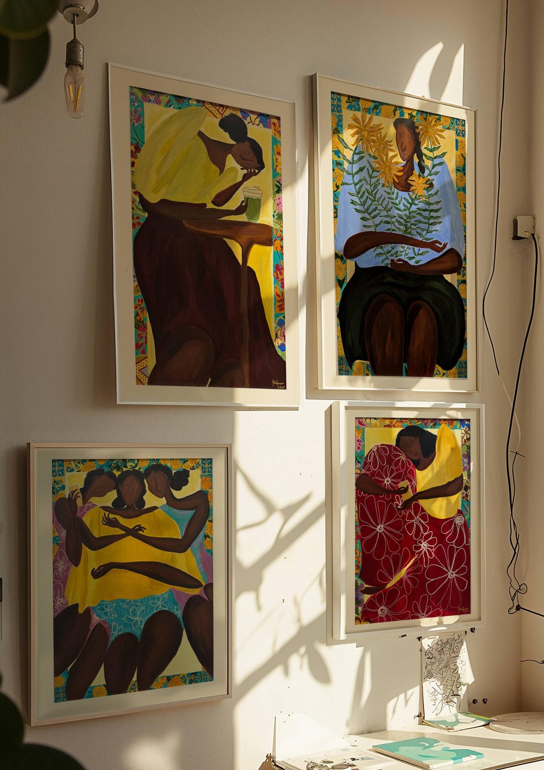 Set of 4 Filipino Abstract People Art Wall Mid Century Modern Abstract ...