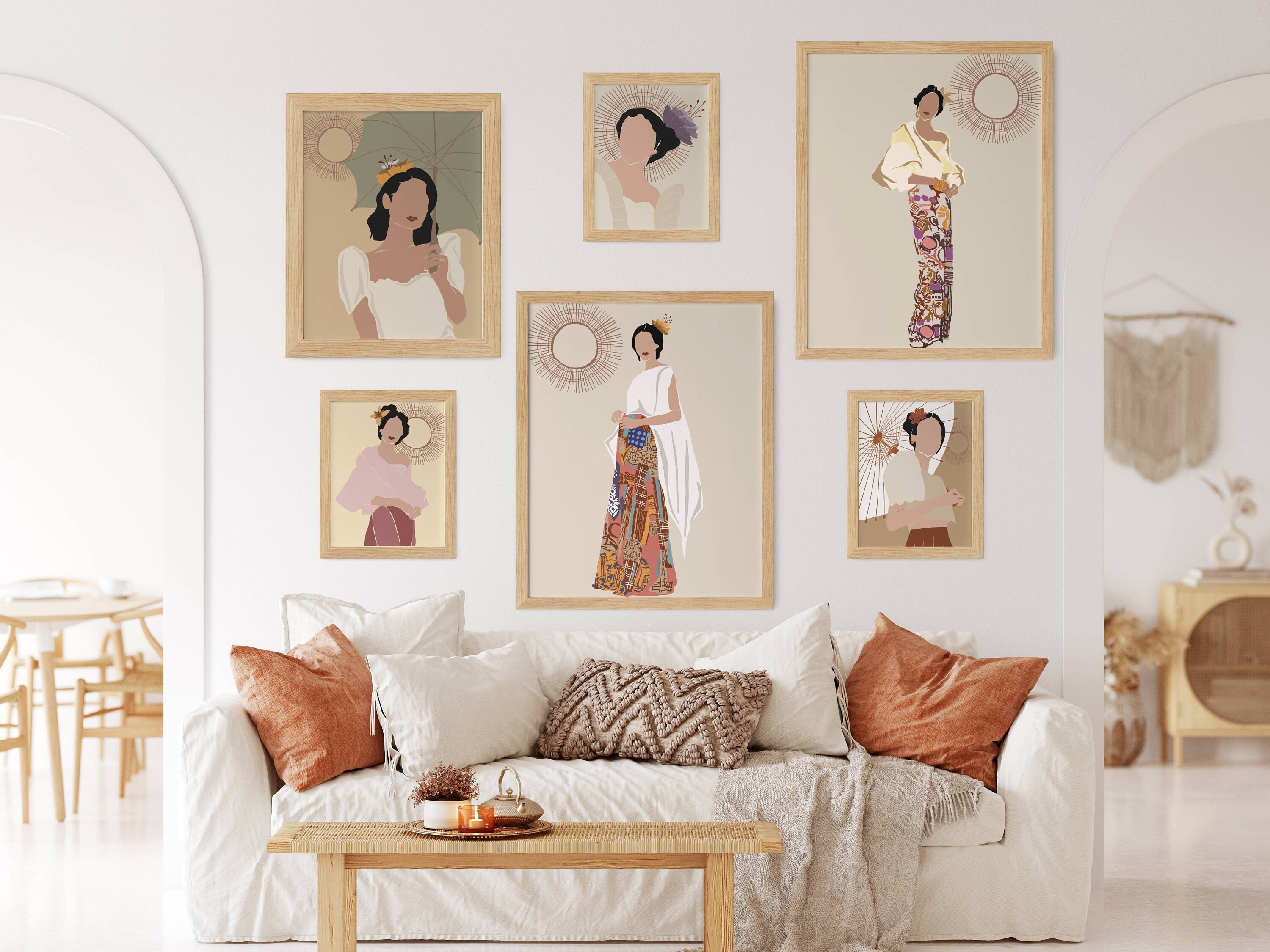 Filipino Gallery Wall Set Filipino Set of 6 woman prints Etsy