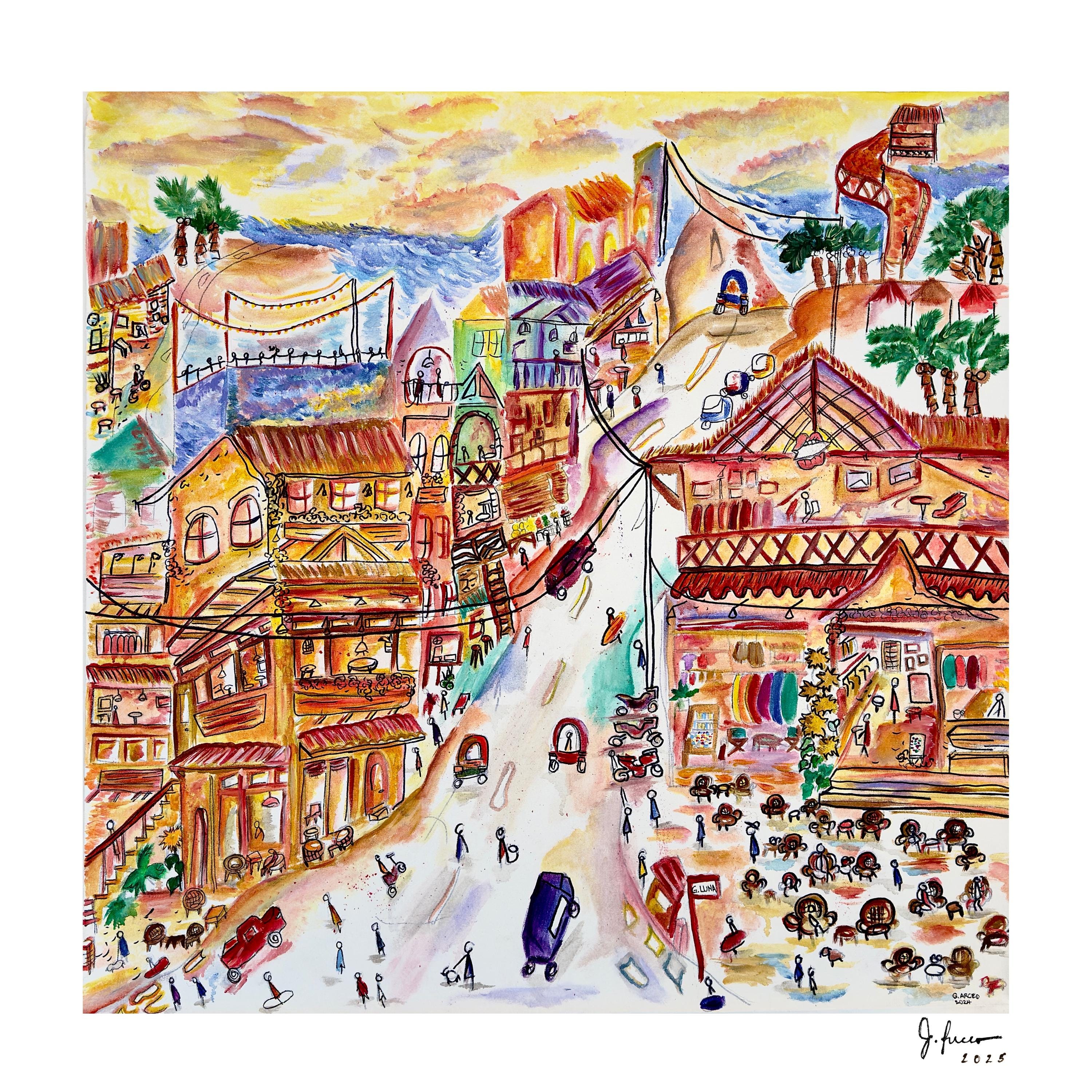 Siargao Philippines Art Print, Colorful Abstract Village (digital ...