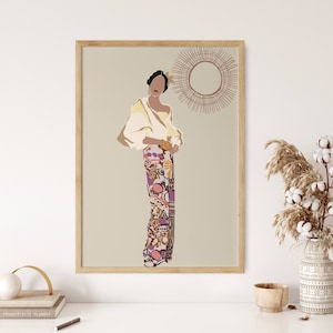 Filipino Feminist Wall Art, Boho female wall art, Filipino Art, Philippines poster, mid century modern wall art, fashion wall art, Asian art