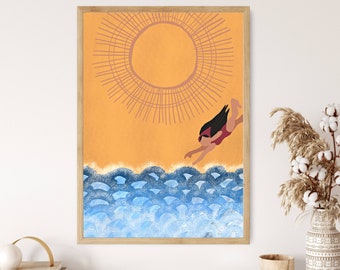 Filipina Poster wall art female figure perfect for an above bed decor, Filipino boho female wall art for your living room art, Filipino Art