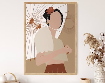 Filipina Poster wall art female figure, boho female wall art, Filipino Feminist Wall Art, Philippines poster, Filipino Art, Asian Art