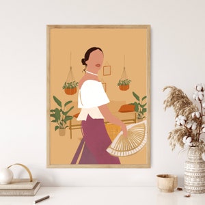 Boho female wall art, Filipino Feminist Wall Art, framed wall art female figure, Philippines poster, Filipino Art, female minimalist art