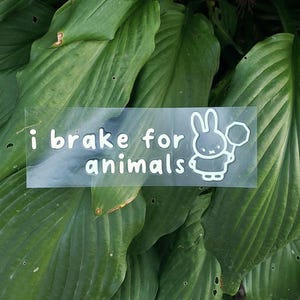 Vinylsticker I Brake for Animals konijntje auto/raam