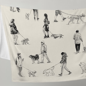 Walking dogs throw blanket / Dog walker gift / Dog lover gift / Dog mom gift / Dog owner gift / Dog sitter gift / Dog dad gift image 1