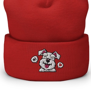 Schnauzer cuffed Beanie / Schnauzer mom gift / Schnauzer lover gift / Schnauzer owner gift / Cute dog winter hat