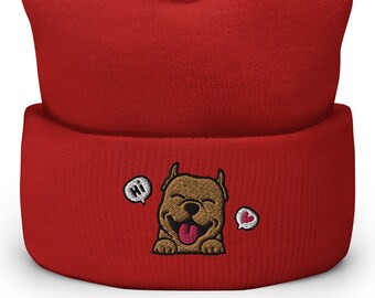 Pitbull Beanie / Pitbull mom gift / Pitbull dad gift / Funny Pitbull hat / Dog lover gift / Pet lover gift / Embroidered winter hat