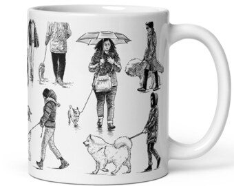 Taza de patrón de perro / Regalo para amantes de los perros / Regalo para mamá para perros / Regalo para papá para perros / Personas que pasean a sus perros / Regalo para el dueño del perro / Regalo para paseador de perros