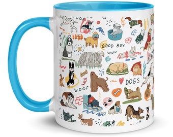 Cute dog mug / Dog pattern mug gift / Cute puppy cup / Dog mom mug / Dog owner mug / Dog lover mug / Unique dog mug gift / Colorful dog mug