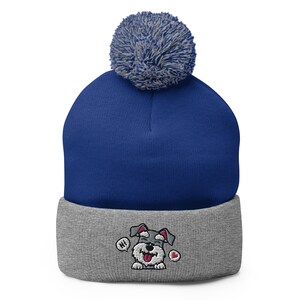 Süße Schnauzer Pom Pom Beanie / Schnauzer Mama Geschenk / Schnauzer Liebhaber Geschenk / Schnauzer Papa Geschenk / Hund bestickter Hut / Lustiges Schnauzer Geschenk
