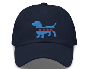 Chicago Dackel Stickerei Mütze / Chicago Dackel Liebhaber Mütze / Chicago Dackel Mama und Dackel Papa Mütze / Chicago Hundeliebhaber Mütze Geschenk