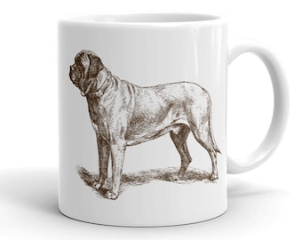 Mastiff vintage drawing coffee mug / Mastiff dog lover gift / Mastiff mom mug gift / Mastiff dad mug gift / Mastiff dog breed gift