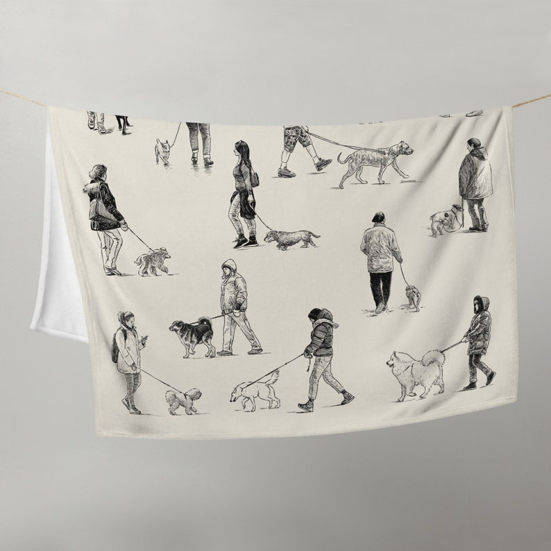 Walking dogs throw blanket / Dog walker gift / Dog lover gift / Dog mom gift / Dog owner gift / Dog sitter gift / Dog dad gift image 1