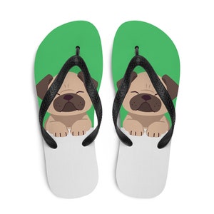 Pug flip flops / Pug mom gift / Pug dad gift / Dog lover gift / Pug parent gift / Pug owner gift / Pet lover gift / Unisex flip flops