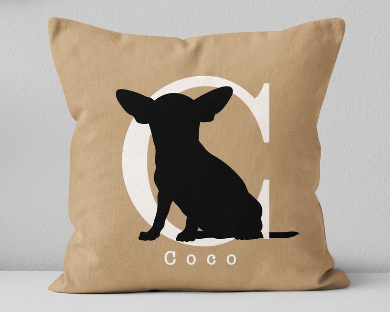 Personalized Chihuahua name pillow / Custom Chihuahua dog lover gift / Chihuahua mom gift / Chihuahua silhouette pillow / Pet memorial gift bild 2