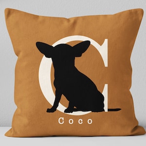 Personalized Chihuahua name pillow / Custom Chihuahua dog lover gift / Chihuahua mom gift / Chihuahua silhouette pillow / Pet memorial gift