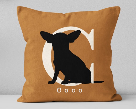 Personalized Chihuahua name pillow / Custom Chihuahua dog lover gift / Chihuahua mom gift / Chihuahua silhouette pillow / Pet memorial gift