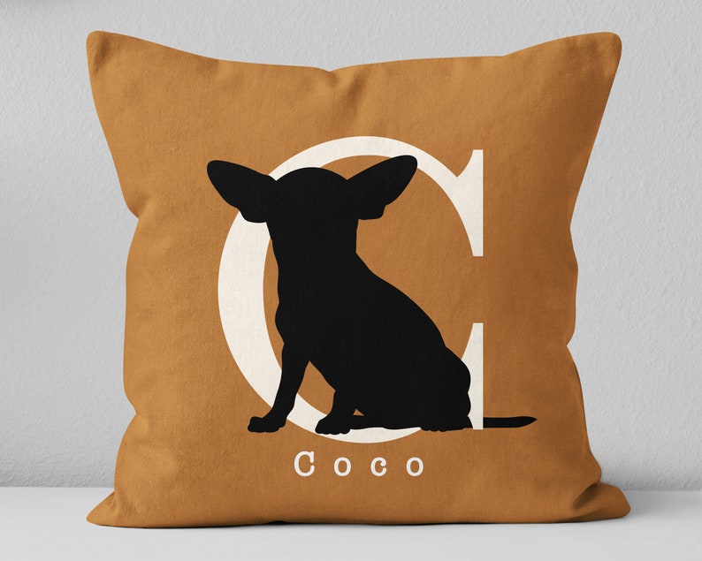 Personalized Chihuahua name pillow / Custom Chihuahua dog lover gift / Chihuahua mom gift / Chihuahua silhouette pillow / Pet memorial gift bild 1